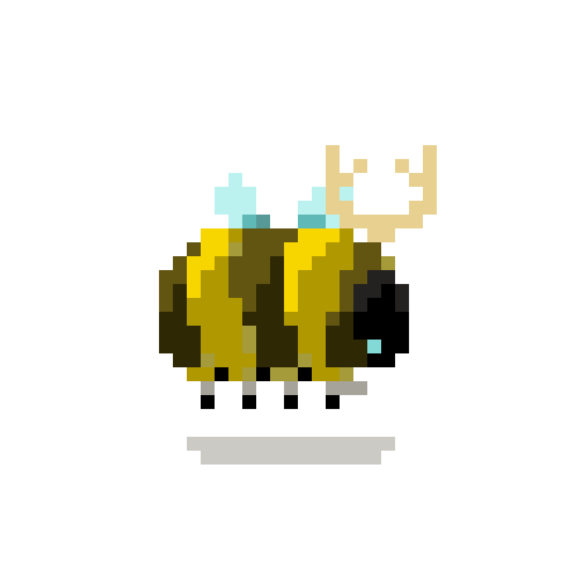Buckbee, a pixel-art bug with antlers